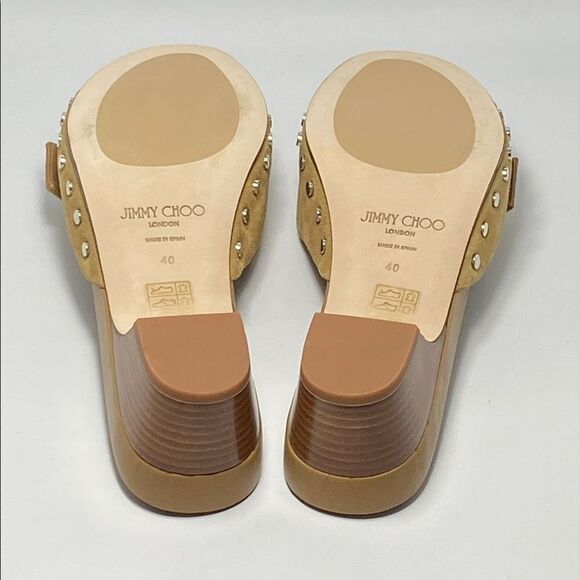 Jimmy Choo Arlia Suede Crystal Buckle Casual Wedge Sandals size 40 - Picture 11 of 13